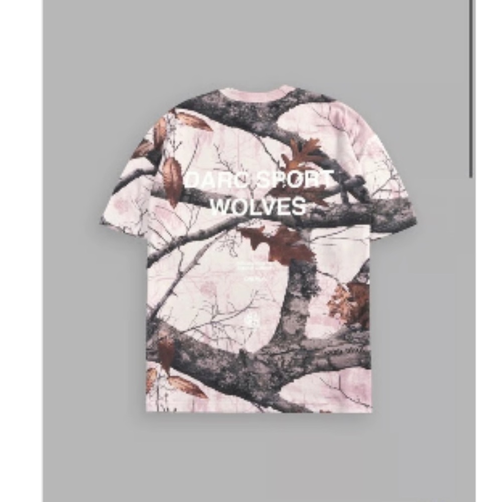 Darc sport wolves “premium” oversized tee in brown/ light mauve woodland camo